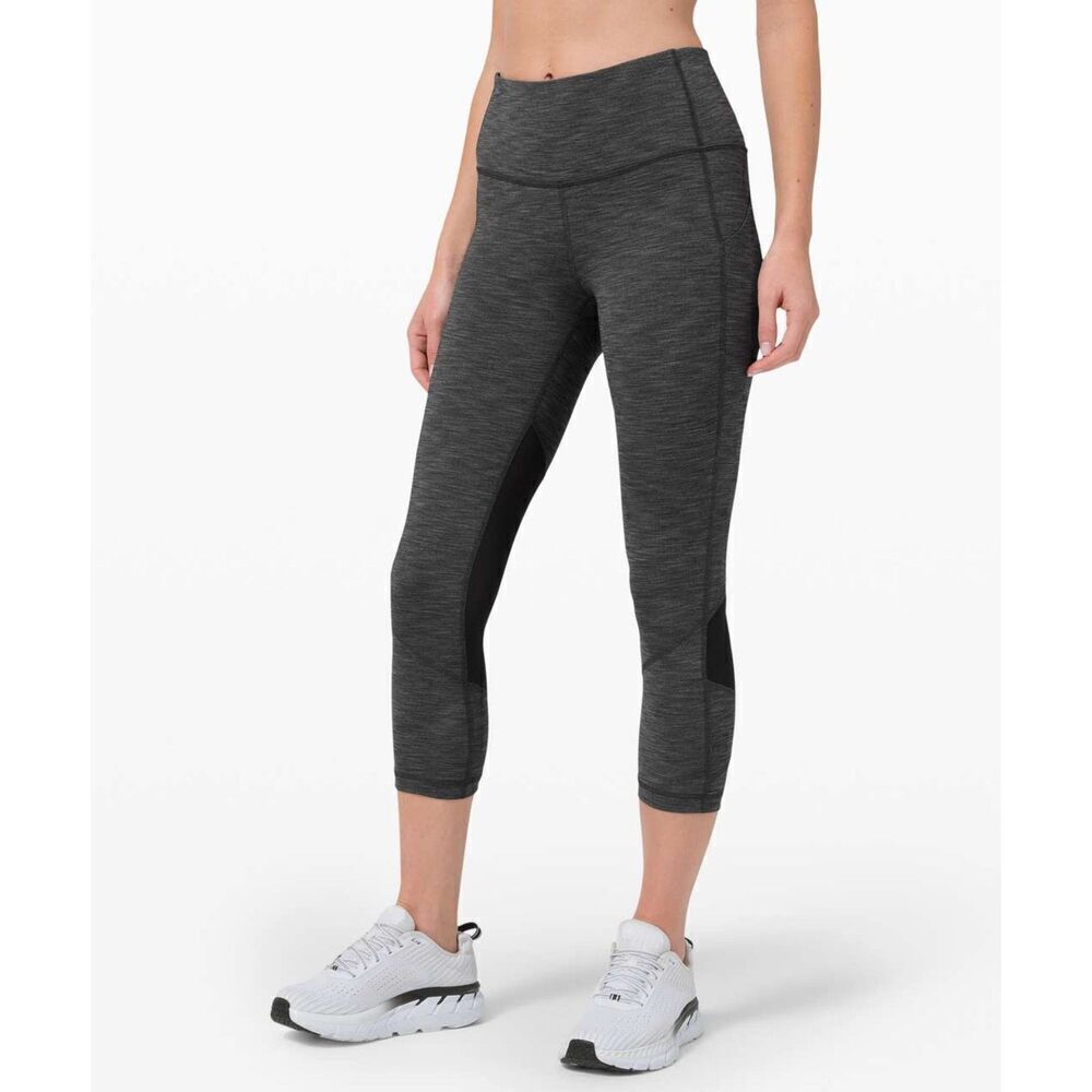 Lululemon Pace Rival Crop Leggings Womens 6 Gray Pull On Athletic Activewear